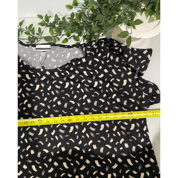 Jules & Leopold Womens 3X Black & White Abstract Print Flutter Sleeve Blouse - Picture 10 of 11